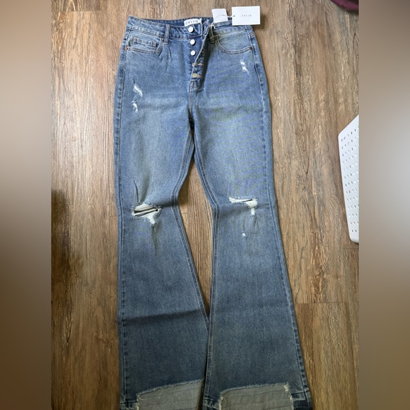 Cello Distressed Skinny Flare Jeans ❤️ - Picture 1 of 10